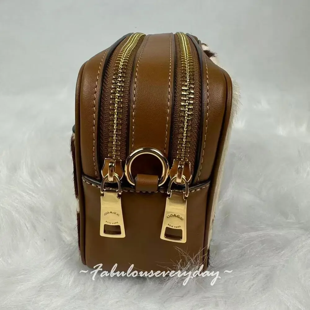 Coach Mini Carey Crossbody Bag Haircalf With Cow Print CEK71 Gold/Cow Multi NWT